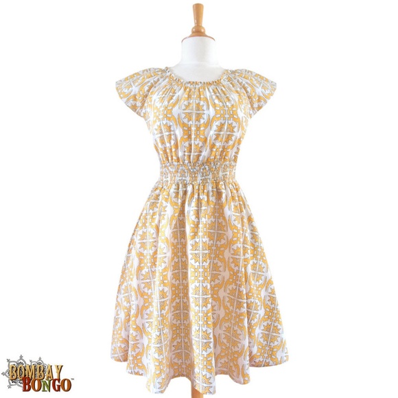 Mata Traders NW Twist Twirl Dress XS Fair Trade Handmade Block Print Handcrafted - Picture 3 of 6